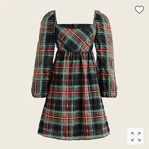 NWT JCrew Puff-sleeve mini dress in Stewart Tartan